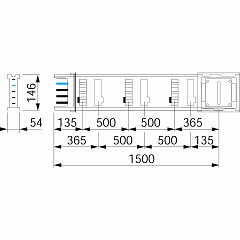 Canalis KSA - ravni distrib. el. - 400 A - 6 priklj. - 3L + N + PE - 1,5 m