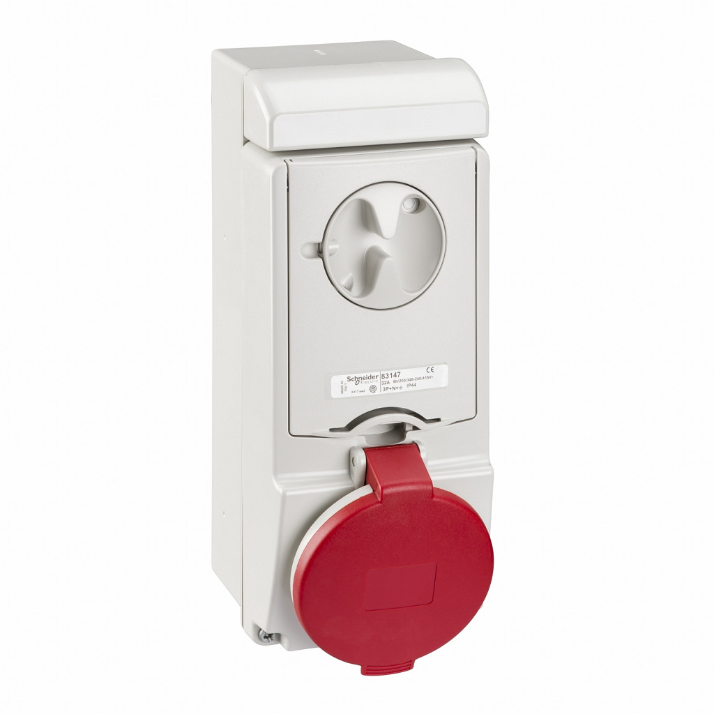Unika vtičn. z zakl. - 32 A - 3P + N + E - 380 do 415 V AC - IP44 - stena
