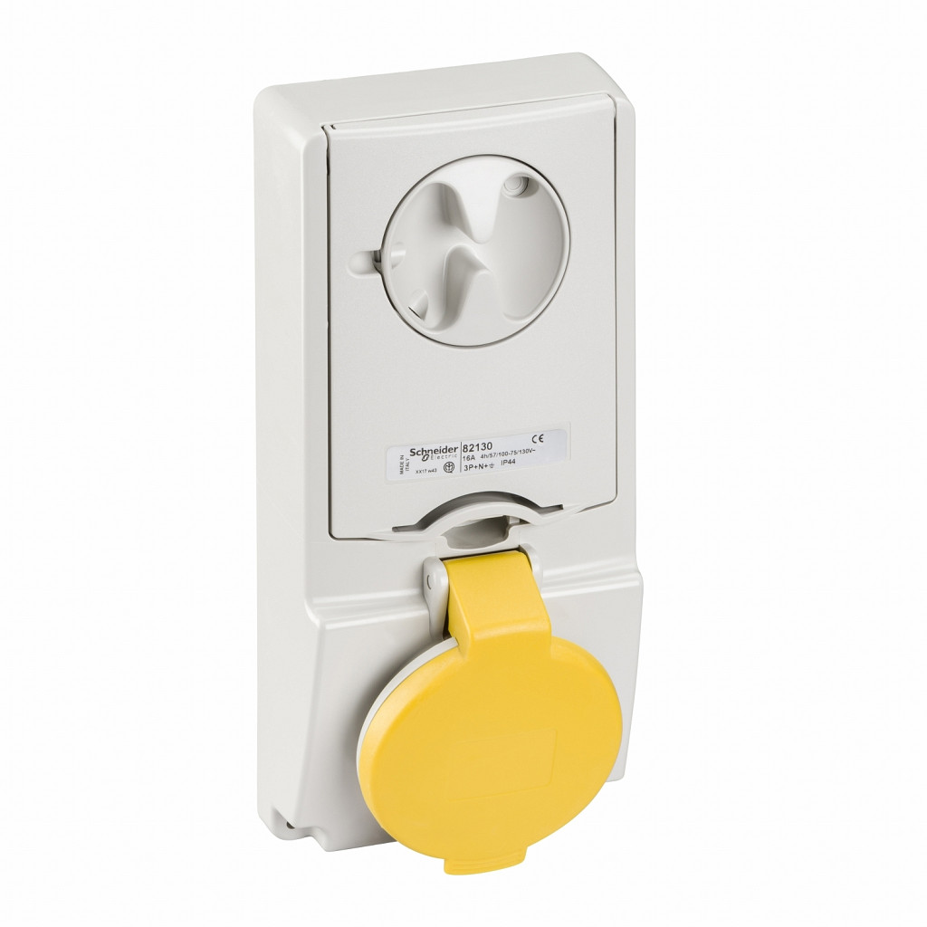 Unika vtičnica z zaklepanjem - 16 A - 2P + E - 100 do 130 V AC - IP44 - plošča