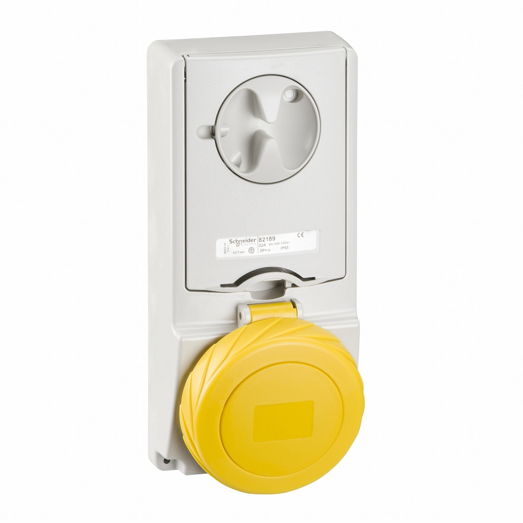 Unika vtičnica z zaklepanjem - 32 A - 3P + N + E - 100 do 130 V AC - IP65 - pl.