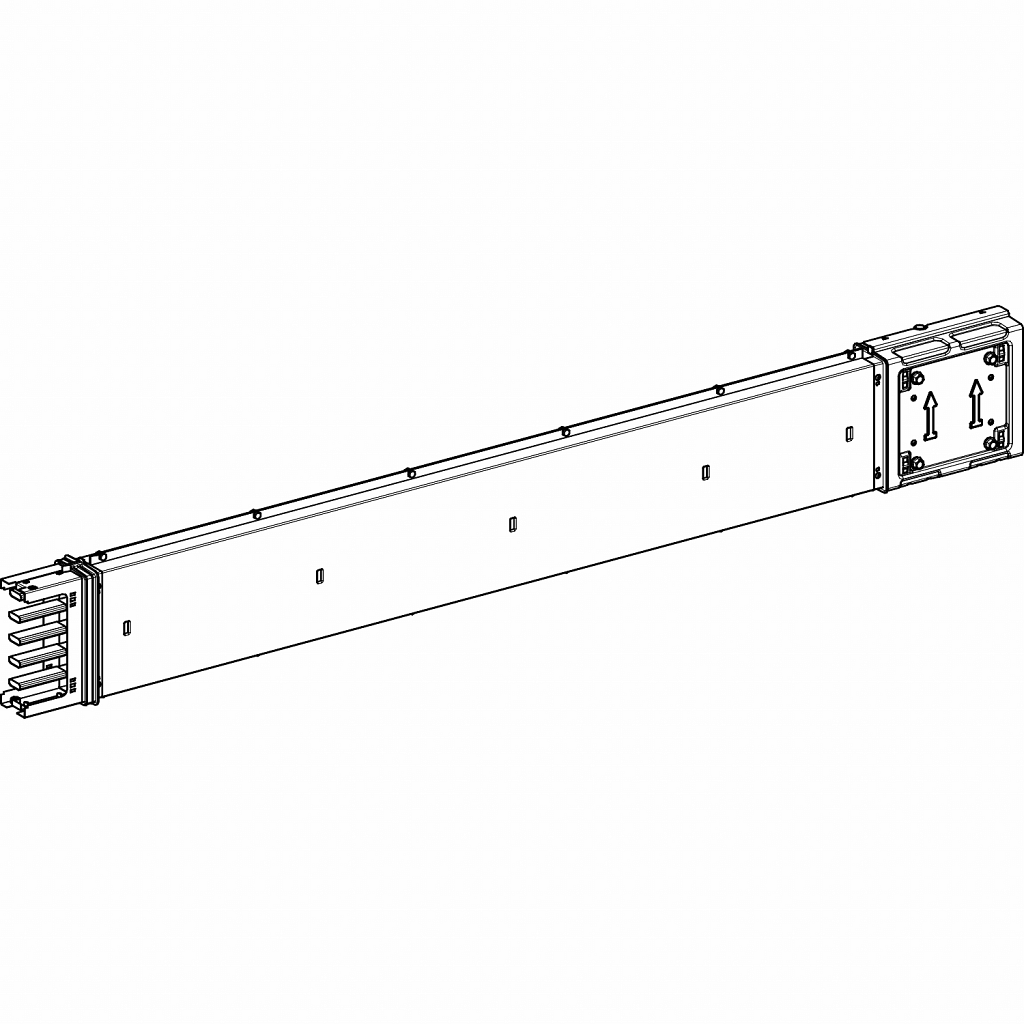 Vodoravna prenosna dolžina, KSA100 do 250, aluminij, 250 A, dolžina po meri (A = 500 do 1900 mm), beli RAL9001