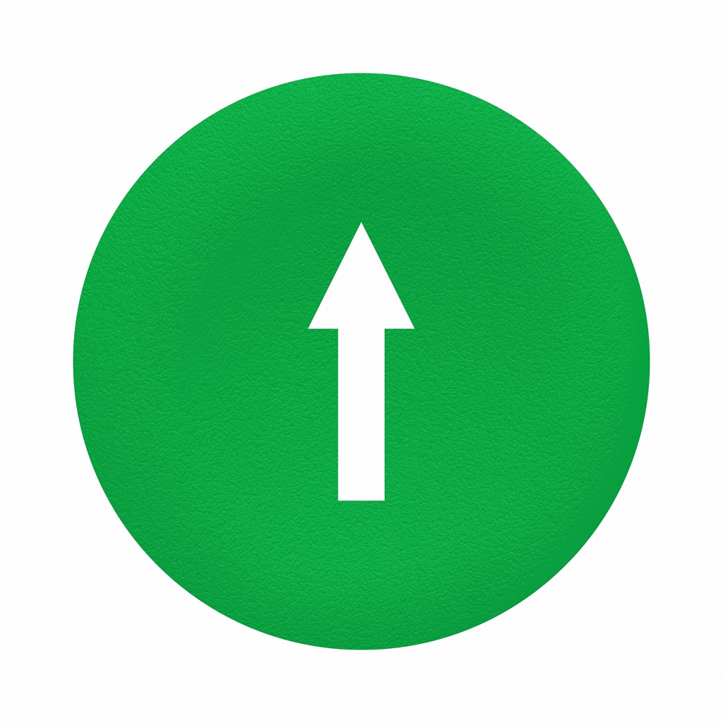 Zelen pokrov z oznako puščice za pravokotno tipko z več glavami O 22